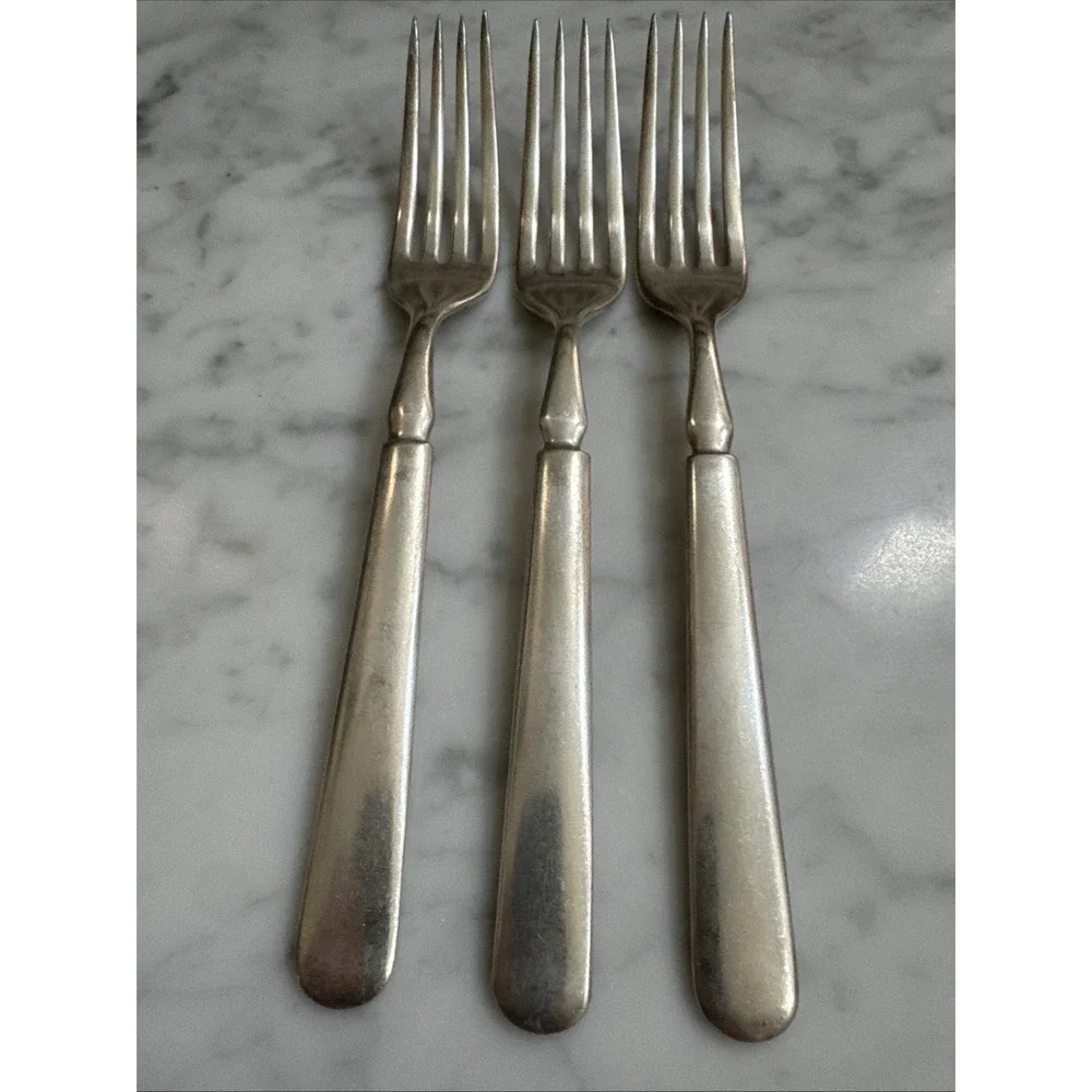 International Silver Plain Round Dinner Salad Forks‎ 3 Silverplated 7